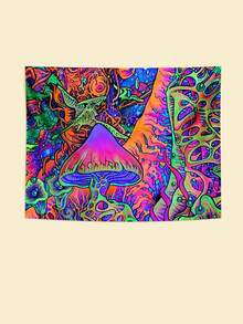 1入組蘑菇印花掛毯現代織物掛毯海報壁掛適合臥室美學 - 彩色 - 查看 2