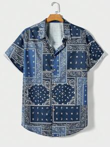 EASEVO Áo sơ mi Nam Nút phía trước Paisley Họa tiết khăn Boho - Nhiều màu - Xem 1