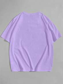 Manfinity VCAY Áo thun tay ngắn cổ tròn in hình chân dung dáng rộng - Màu Lilac Tím - Xem 2