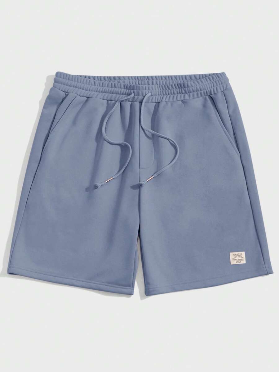 Manfinity VCAY Quần Short Nam Dây kéo Đắp vá Túi Lá thư Giải trí - Màu xanh bụi bặm - Xem 1