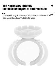 100入組圓形白色膠杯環一次性卷扇製作工具睫毛延長膠架 - 白色 - 查看 5