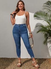 SHEIN LUNE Plus Solid Cami Top - White - View 3