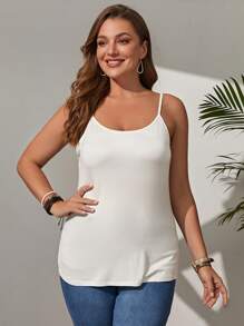 SHEIN LUNE Plus Solid Cami Top - White - View 5