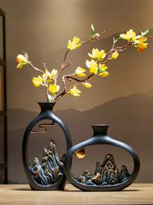 1 Bình Hoa ABS, Bình Hoa Trang Trí Núi Hiện Đại Cho Trang Trí Nhà - màu đen - Xem 2