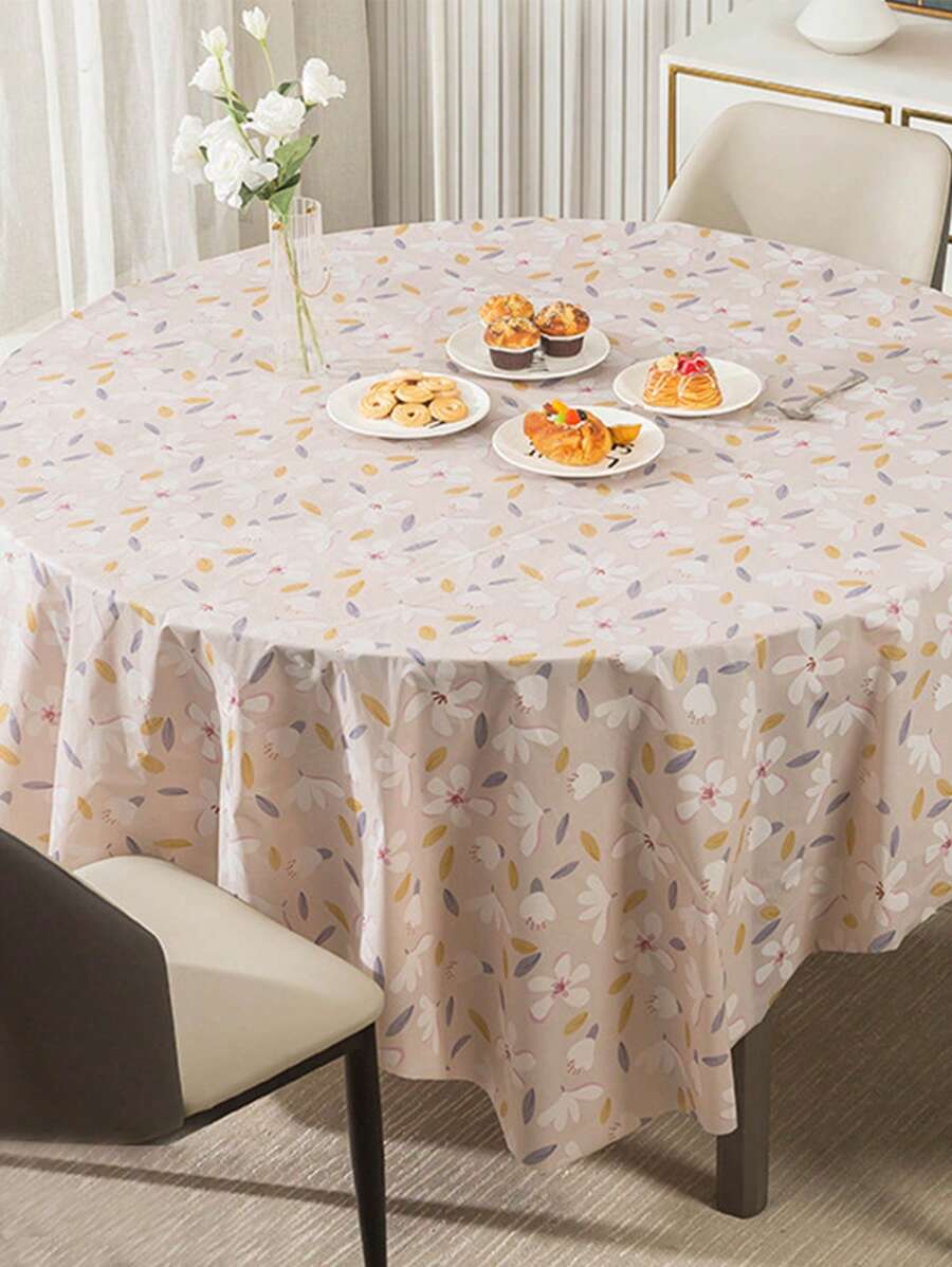 5入組/套PEVA一次性桌布花卉圖案一次性桌布派對用 - 杏色 - 查看 1