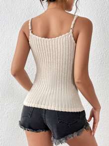 SHEIN Frenchy Half Button Cami Top Summer Brown Casual