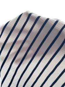 SHEIN Frenchy 條紋印花V領T恤 - 藍白色 - 查看 6