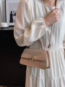 Small Flap Bag Turn Lock Elegant - Khaki - View 1