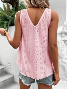SHEIN LUNE Guipure Lace Panel Schiffy Tank Top - Pink - View 2