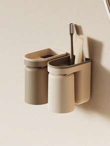 2pcs Toothbrush Storage Box & Gargle Cup Set - Brown - View 5