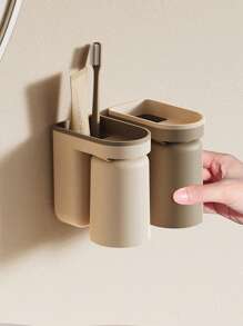 2pcs Toothbrush Storage Box & Gargle Cup Set - Brown - View 7