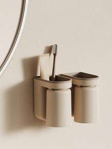 2pcs Toothbrush Storage Box & Gargle Cup Set - Brown - View 3