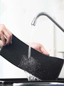 1入組PVC晾乾極簡風格矩形洗碗墊適用於家庭 - 黑色 - 查看 5