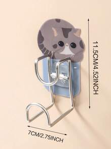 1PC Họa Tiết Mèo Hoạt Hình Keo Treo Tường Treo Giá Đỡ Chậu Rửa - Xám - Xem 2