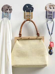 1PC Họa Tiết Mèo Hoạt Hình Keo Treo Tường Treo Giá Đỡ Chậu Rửa - Xám - Xem 7