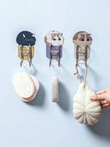 1PC Họa Tiết Mèo Hoạt Hình Keo Treo Tường Treo Giá Đỡ Chậu Rửa - Xám - Xem 6