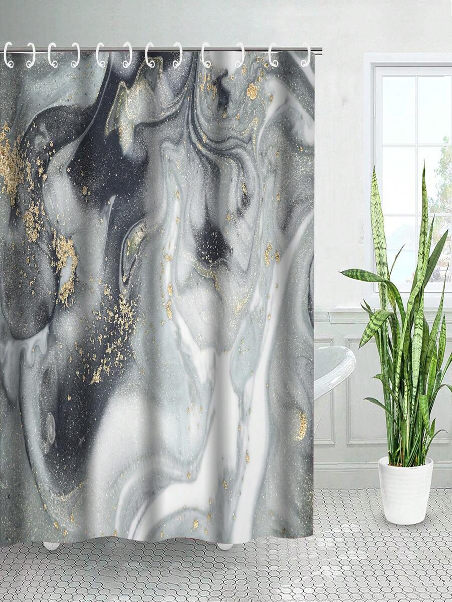 1 Màn Tắm Hoa Văn Đá Cẩm Thạch, Màn Tắm Polyester Hiện Đại Chống Thấm Nước Cho Phòng Tắm - Nhiều màu - Xem 1