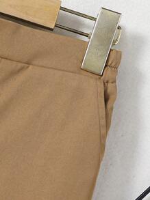 SHEIN Quần Trai Nút màu trơn Giải trí - màu nâu - Xem 5