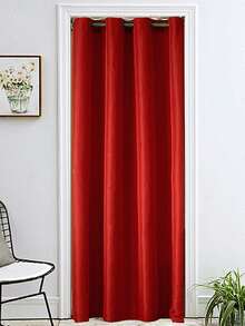 Solid Single Panel Blackout Door Curtain - Red - View 1