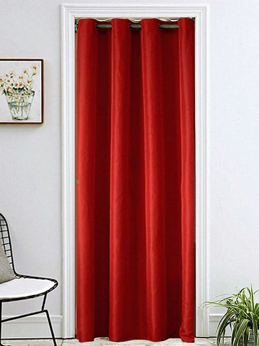 Solid Single Panel Blackout Door Curtain - Red - View 1