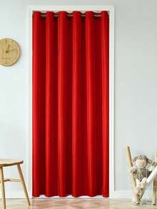 Solid Single Panel Blackout Door Curtain - Red - View 2