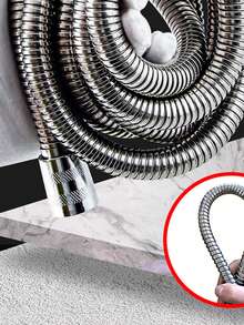 1入組銀色淋浴軟管浴用極簡主義不銹鋼淋浴頭軟管