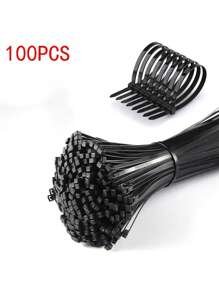 100pcs/set Black Self-locking Cable Tie, Simple ABS Multi-purpose Zip Tie For Household - Black - View 1