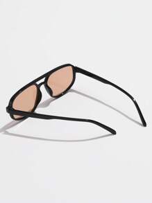 1pc Fashion Oval Wide-Rim Leisure Sunglasses For Women, Retro Simple Personalized Pilot Dual-Bridge Casual Ins Travel Resort Shades Beach Accessories For Women Sun Glasses Sunglasses Shades Basics And Suit For Sweater Jeans Sweatpants Hoodie Jackets Dress And Long Sleeve Shirt Fashionable Shade Elegant Outfit Family Outings Travel Vacation Holiday For Summer Beach Vacation, Outdoor, Travel - Champagne - View 4