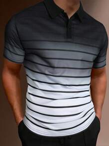 Manfinity Homme Men Striped Print Polo Shirt - Multicolor - View 1