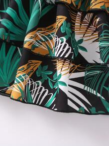 SHEIN Young Girl Green Tropical Print Vacation Halterneck 2 Piece Set For Summer,Holiday,Summer,Travel - Green - View 3