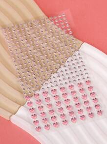 Pegatina de gemas, 1 hoja de pegatinas de joyas de diamantes de imitación con diseño de corazón ABS para cara y ojos de mujer - Multicolor - Ver 4