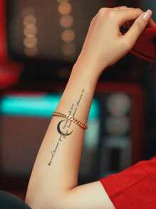 1 cái 'love Your Choice' Hình xăm tạm thời không thấm nước, chống mồ hôi, không phản chiếu với các cụm từ tiếng Anh nhỏ và thiết kế đơn giản, kéo dài 15 ngày, phong cách tối giản lãng mạn - màu đen - Xem 4