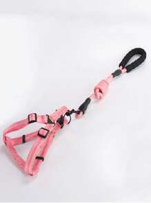 dây nịt thú cưng có thể điều chỉnh & 1 dây xích thú cưng cho chó và mèo ngoài trời - Hồng - Xem 2