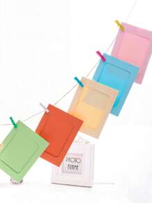 10入組帶繩索混合彩色紙質相框簡約撞色相框和夾子和繩索適用於派對、婚禮 - 彩色 - 查看 2