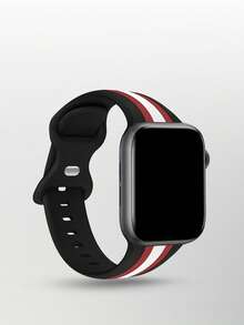 1pc Men Women Striped Pattern Silicone Strap Sporty Heart Rate Monitoring And Sleep Tracking Multi-Function Square Dial Smart Watch, Compatible With Androids Compatible With IPhone - Multicolor - View 3