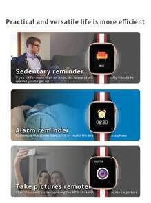 1pc Men Women Striped Pattern Silicone Strap Sporty Heart Rate Monitoring And Sleep Tracking Multi-Function Square Dial Smart Watch, Compatible With Androids Compatible With IPhone - Multicolor - View 5