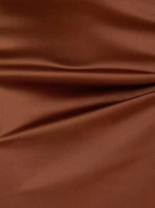 SHEIN Belle 前垂褶後背開衩吊帶連衣裙 - 棕色 - 查看 7