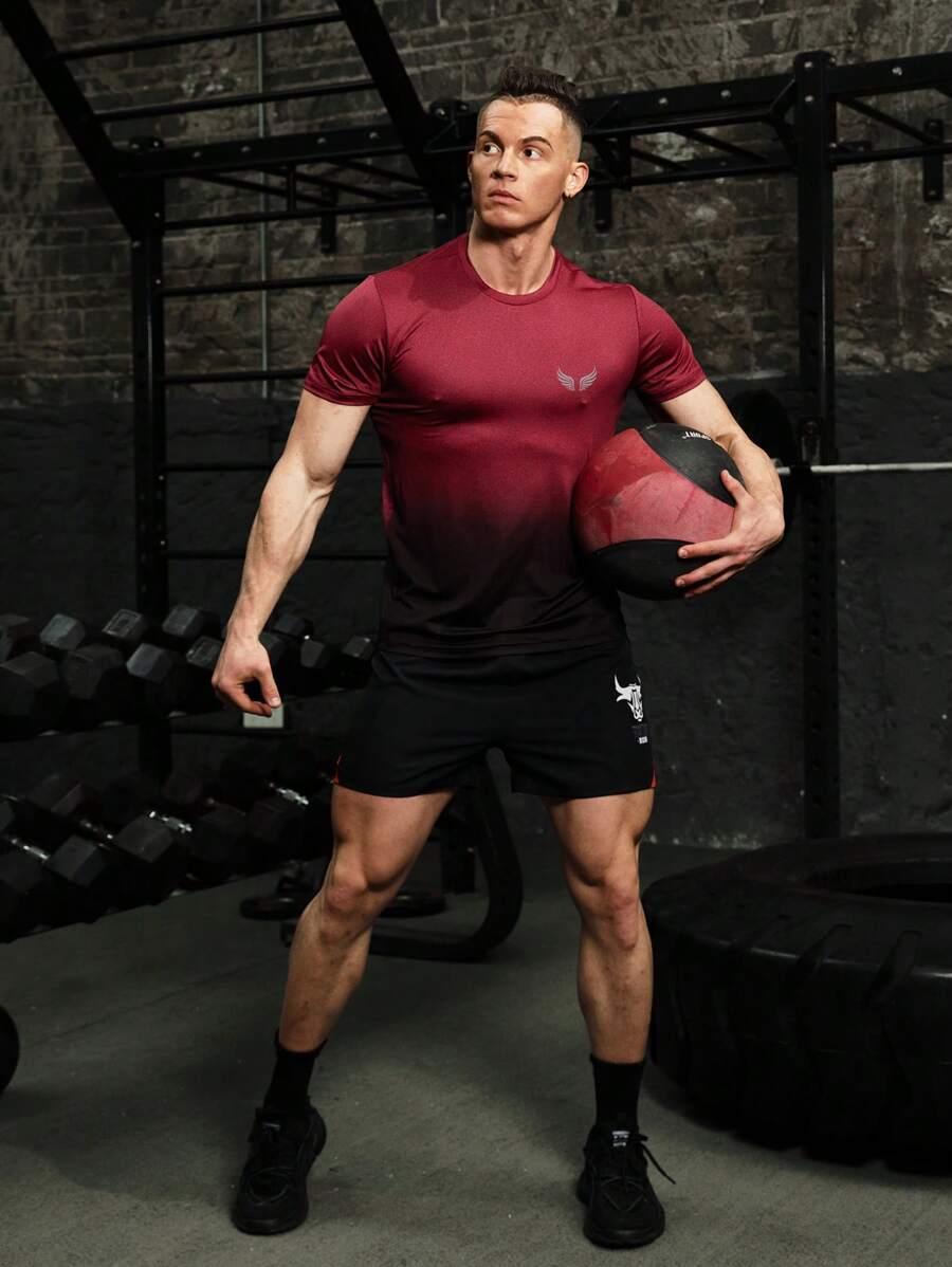 Manfinity Sport Corelite Hombres Camiseta deportiva de ombré - Burdeos - Ver 1