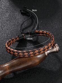 1入組棕色尼龍帶復古圓形錶盤石英表和1入組手環,適用於日常生活 - 棕色 - 查看 5