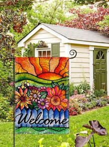 花卉印花花園旗幟雙面裝飾房屋旗幟用於花園院子