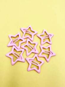 6入組女性星形裝飾時尚髮夾日常裝飾 - 粉色 - 查看 2