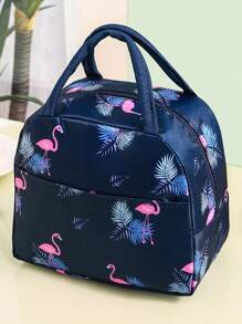 Portable Flamingo Lunch Box Bag, Insulated Lunch Bag For Office Workers, Students, Carry-On Thermal Cooler Lunch Tote