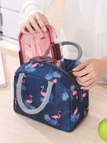 Portable Flamingo Lunch Box Bag, Insulated Lunch Bag For Office Workers, Students, Carry-On Thermal Cooler Lunch Tote