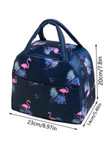 Portable Flamingo Lunch Box Bag, Insulated Lunch Bag For Office Workers, Students, Carry-On Thermal Cooler Lunch Tote