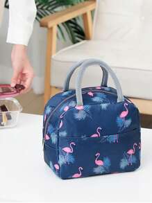 Portable Flamingo Lunch Box Bag, Insulated Lunch Bag For Office Workers, Students, Carry-On Thermal Cooler Lunch Tote