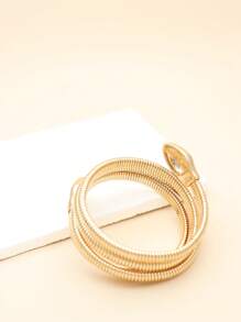 1pc Luxury Textured Detail Layered Cuff Bangle For Women For Party - Yellow Gold - View 2