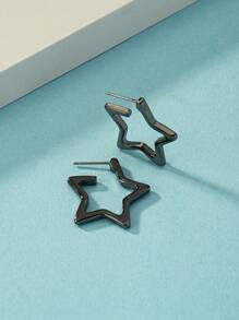 Thời Trang Hợp Kim Kẽm Thiết Kế Ngôi Sao Cuff Khuyên Tai Nữ Trang Trí Hàng Ngày - Màu Đen Súng - Xem 2