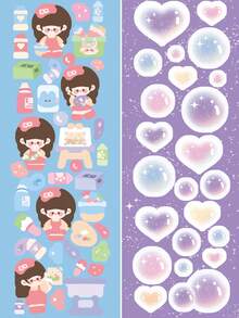 10 miếng dán đồ họa hoạt hình các loại, miếng dán đa năng dễ thương cho nghề thủ công DIY, trang trí, tài khoản cầm tay - Nhiều màu - Xem 3