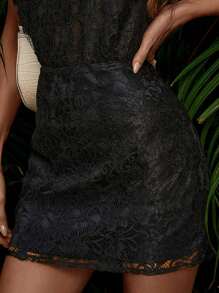 SHEIN Essnce High Waist Lace Skirt - Black - View 1