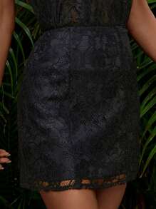 SHEIN Essnce High Waist Lace Skirt - Black - View 6